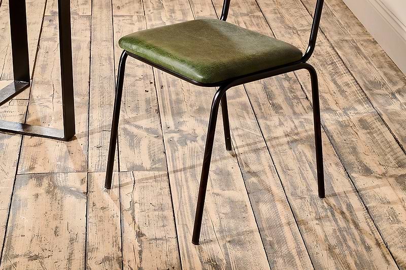 nkuku CHAIRS STOOLS & BENCHES Iswa Leather And Cane Dining Chair - Green