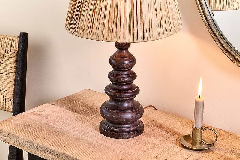 Nkuku LAMPS AND SHADES Manua Wood Table Lamp