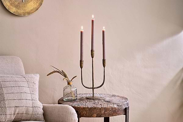 Nkuku Candle Sticks Mbata Brass Candelabra - Antique Brass