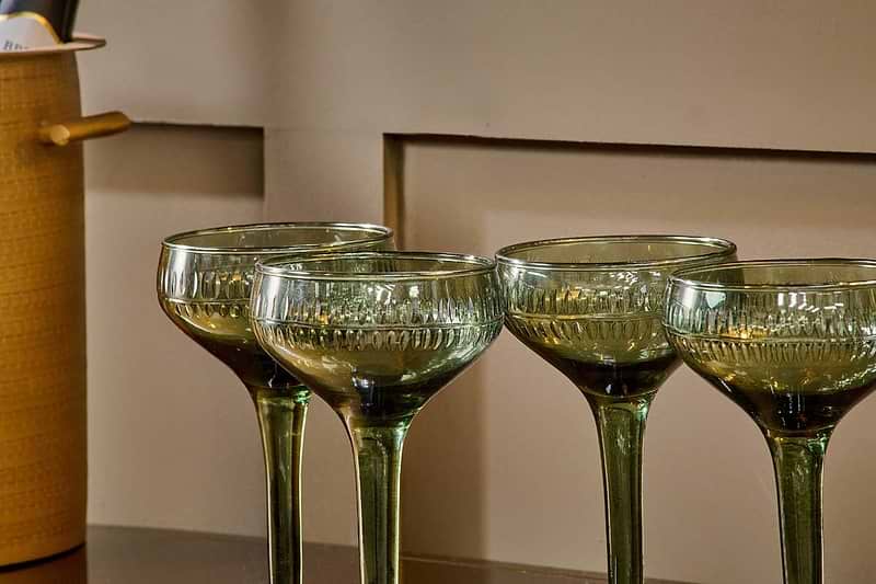 Nkuku GLASSWARE Mila Champagne Glass - Dark Emerald - Set of 4