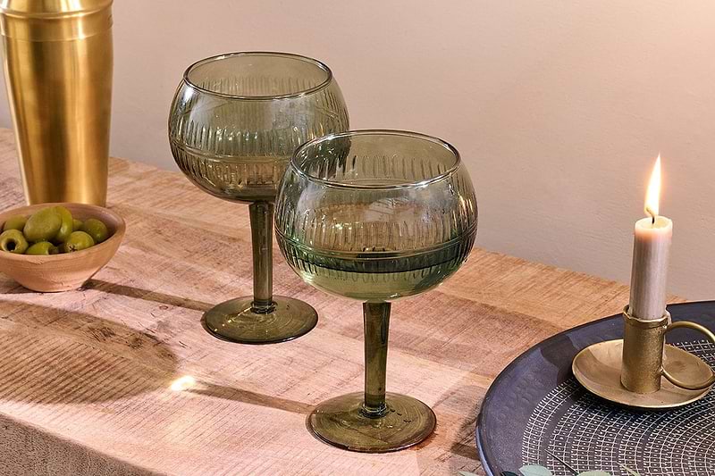 Nkuku Glassware Mila Gin Glass - Dark Emerald (Set of 2)