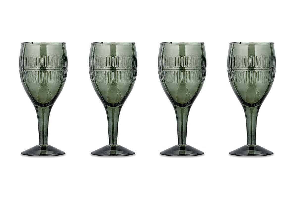 Nkuku Glassware Mila Wine Glass - Dark Emerald (Set of 4)