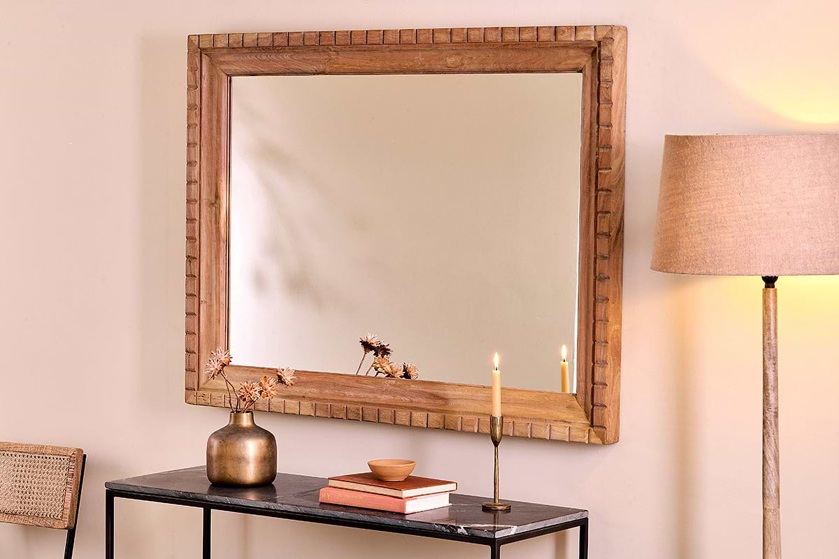 Carved clearance wood mirror