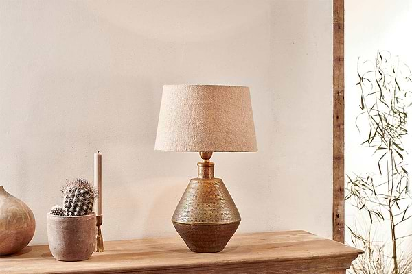 nkuku LAMPS AND SHADES Nalgonda Lamp - Antique Brass - Small