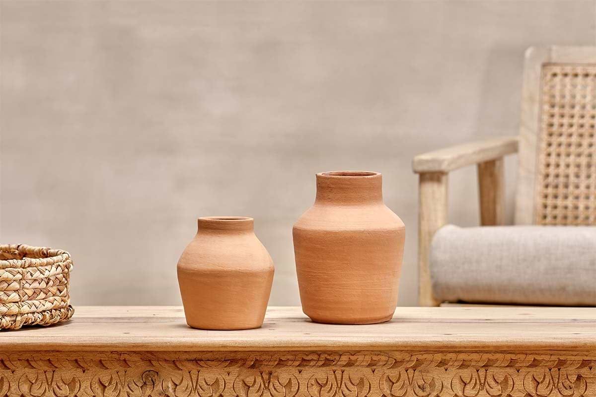 Nkuku VASES & PLANTERS Narpala Wide Terracotta Vase