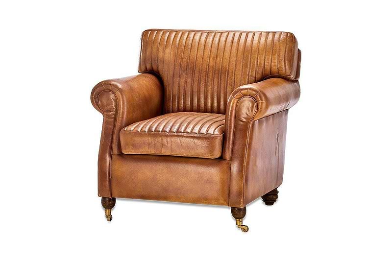 Nkuku Furniture Narwana Leather Ribbed Armchair