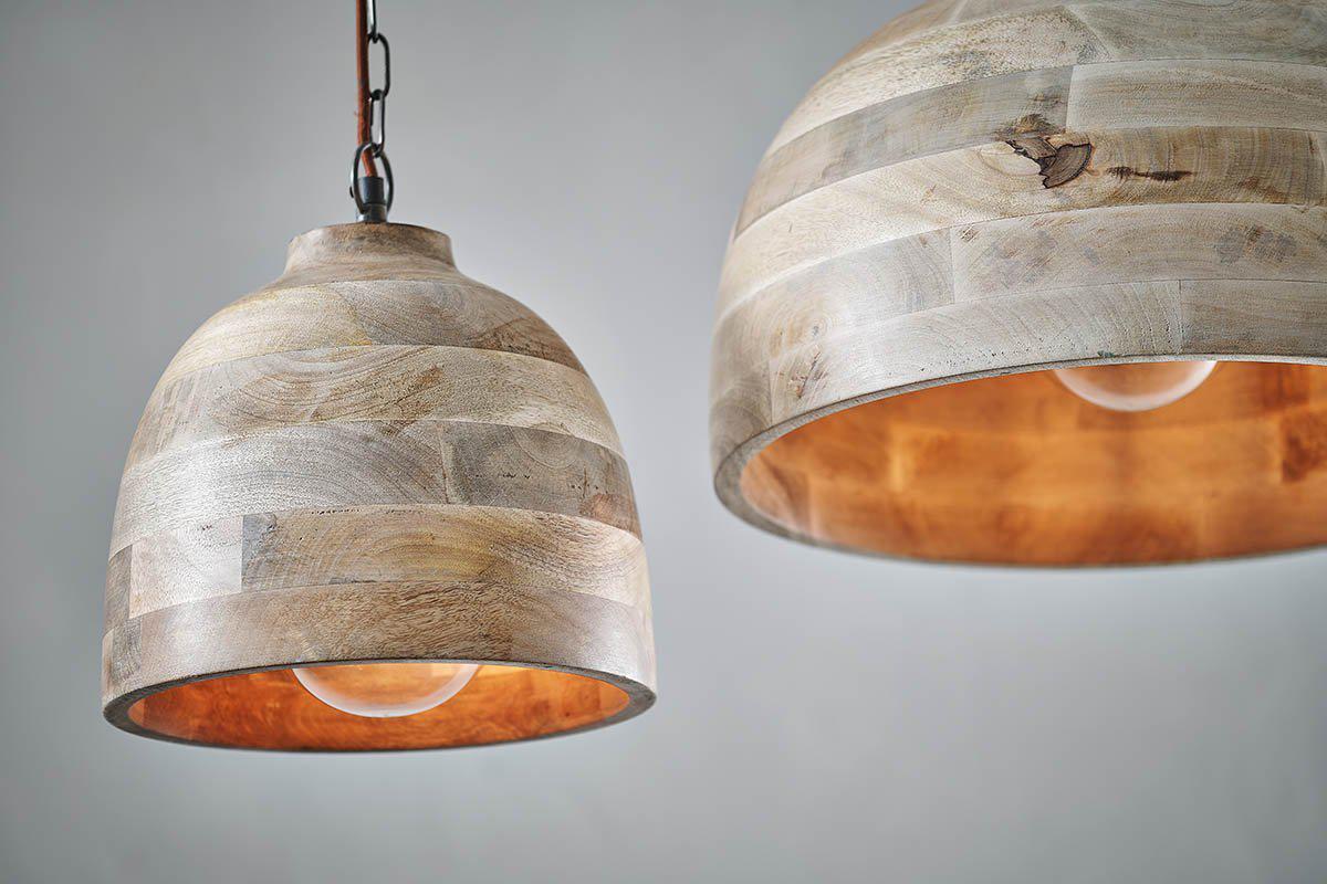 Nkuku Lighting Nika Mango Wood Pendant - Natural - Small