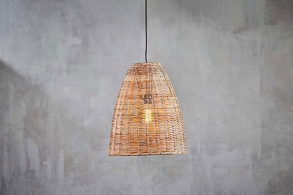 Nkuku Lighting Noko Natural Wicker Conical Pendant - Medium