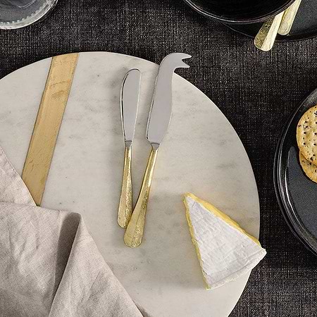 Nkuku Tableware Osko Cheese & Butter Knife Set - Brushed Gold (Set of 2)