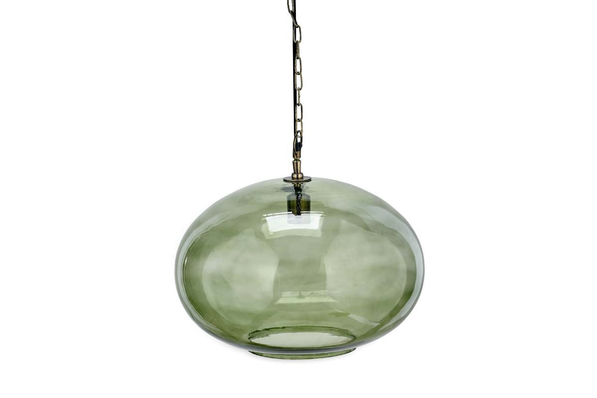 Nkuku LIGHTING Otoro Glass Pendant - Green Smoke - Large Round