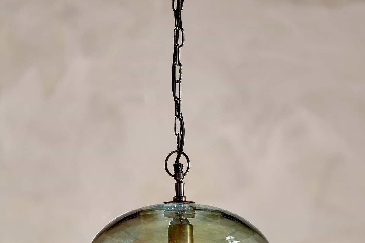 Otoro Recycled Glass Pendant Green Small Round Nkuku