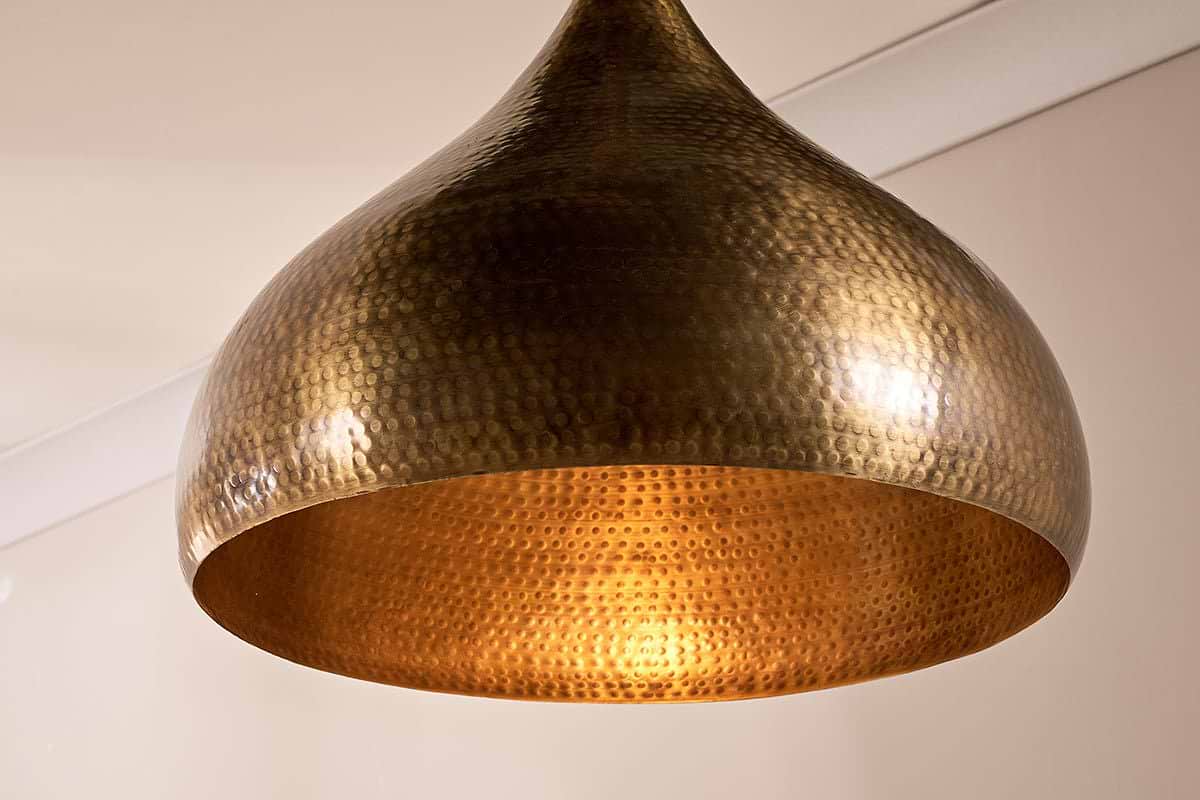 Hammered metal pendant light top