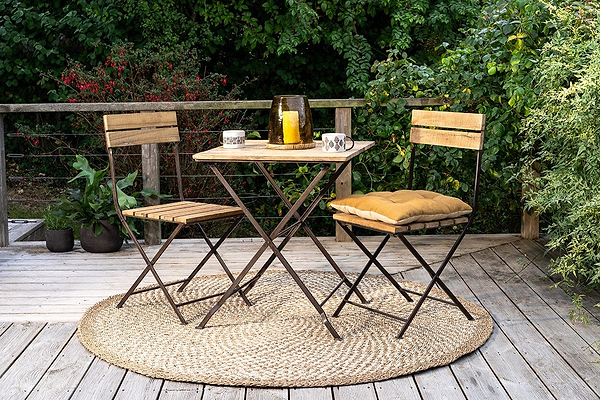 nkuku OUTDOOR LIVING Rishikesh Reclaimed Wood & Iron Folding Chairs - Set Of 2