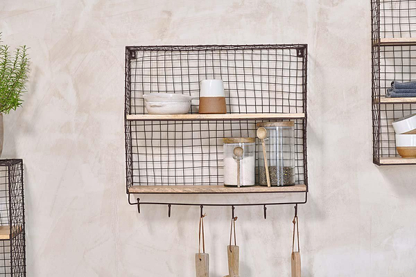 Nkuku Storage & Baskets Tamba Shelf with Hooks