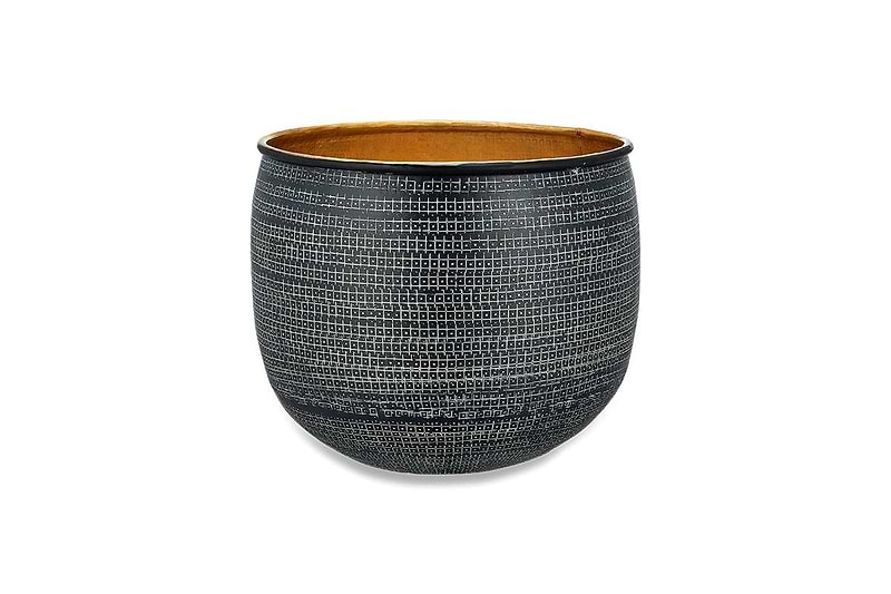 Nkuku Vases & Planters Tembesi Etched Planter - Antique Black & Brass