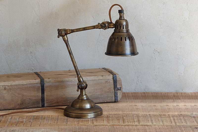 Nkuku Lighting Tubu Antique Brass Desk Lamp