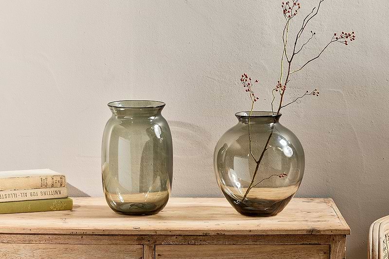 nkuku VASES & PLANTERS Vanita Glass Vase - Smoke