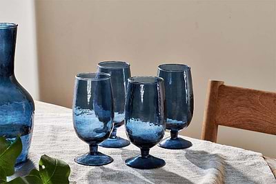 Nkuku GLASSWARE Yala Glass - Indigo (Set of 4)