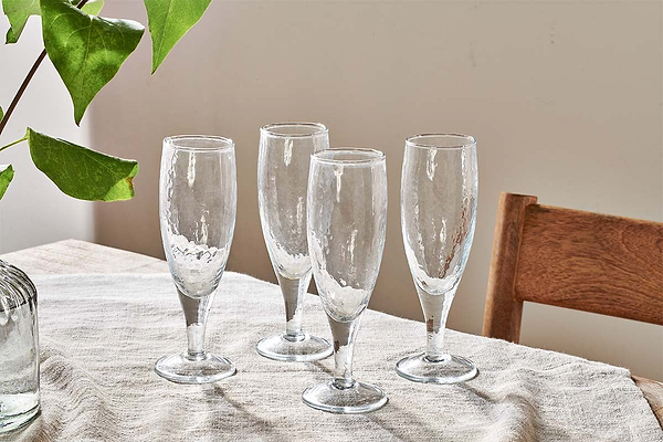 Nkuku Glassware Yala Hammered Champagne Glass (Set of 4)