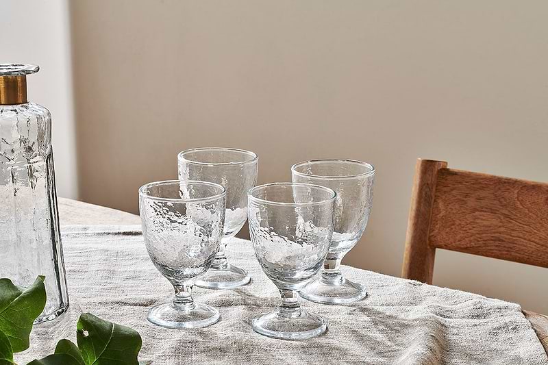 Nkuku Glassware Yala Hammered Wine Glass (Set of 4)