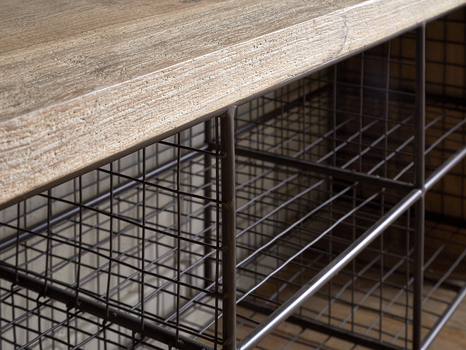Abha Reclaimed Wood & Iron Storage Bench - Natural
