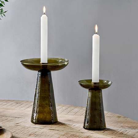 Avyn Recycled Glass Candle Holder - Forest Green