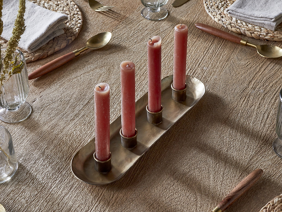 Amita Long Candle Holder - Antique Brass