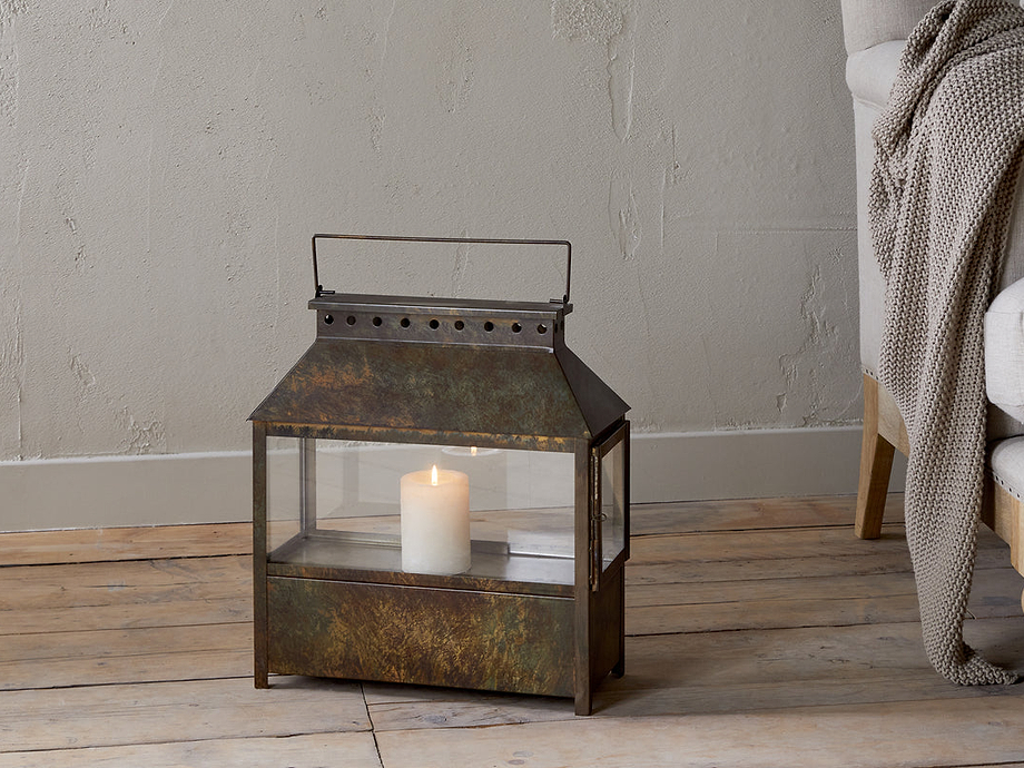 Akoko Wide Lantern - Brown Patina
