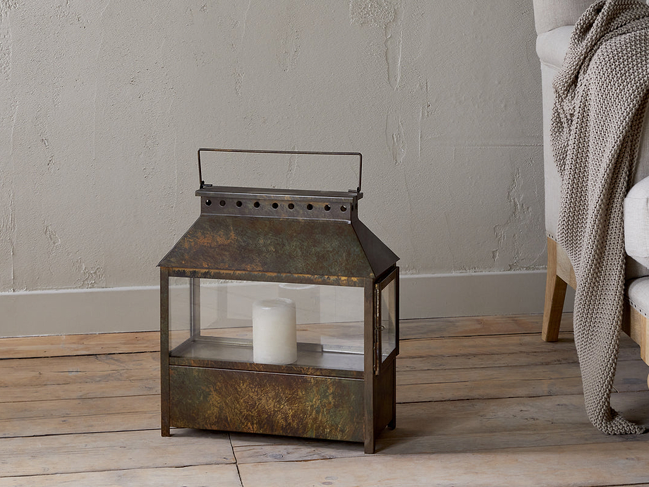 Akoko Wide Lantern - Brown Patina