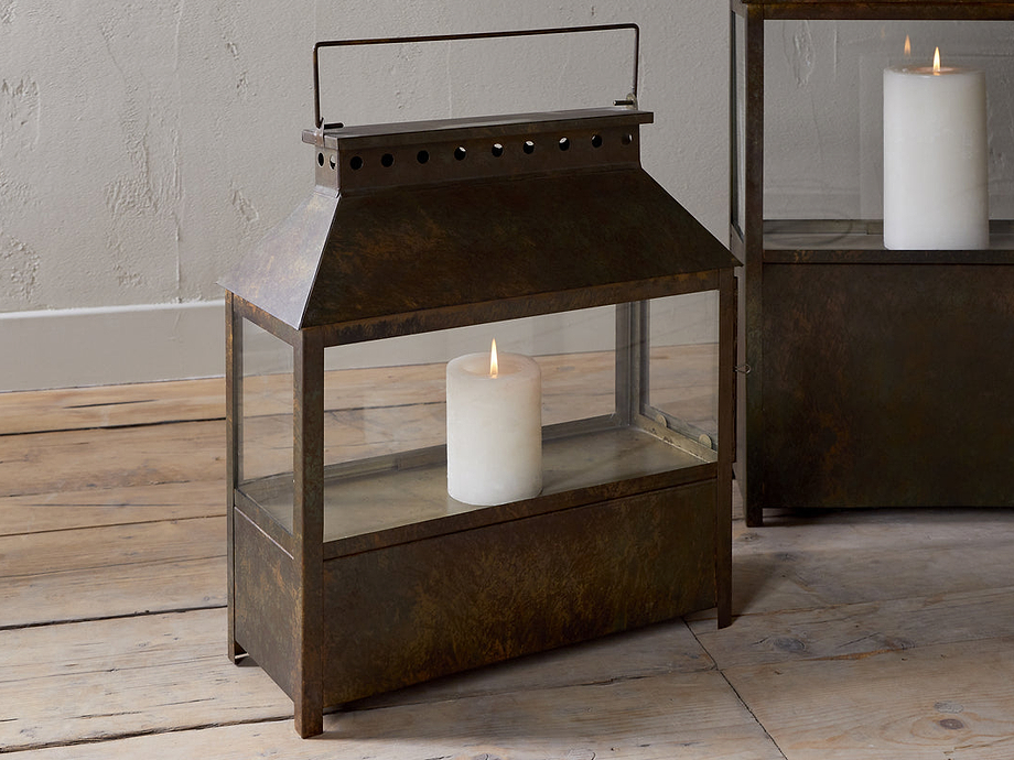 Akoko Wide Lantern - Brown Patina