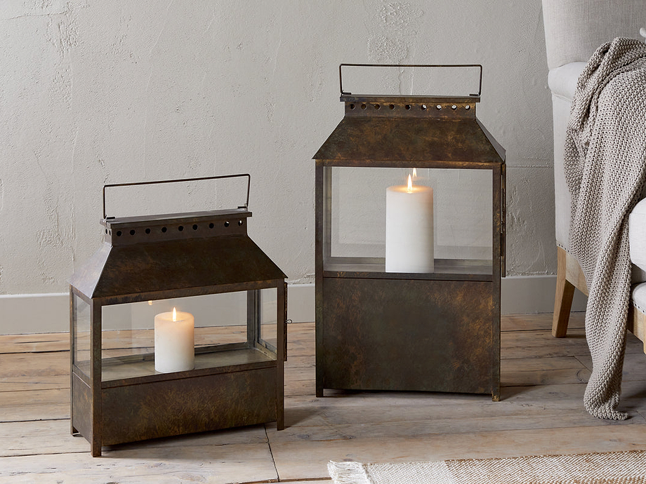 Akoko Wide Lantern - Brown Patina