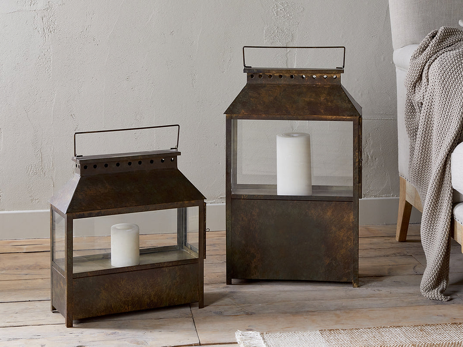 Akoko Wide Lantern - Brown Patina