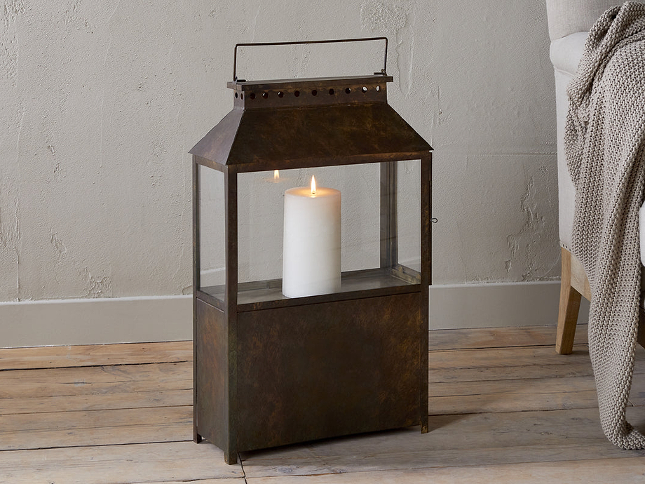 Akoko Wide Lantern - Brown Patina