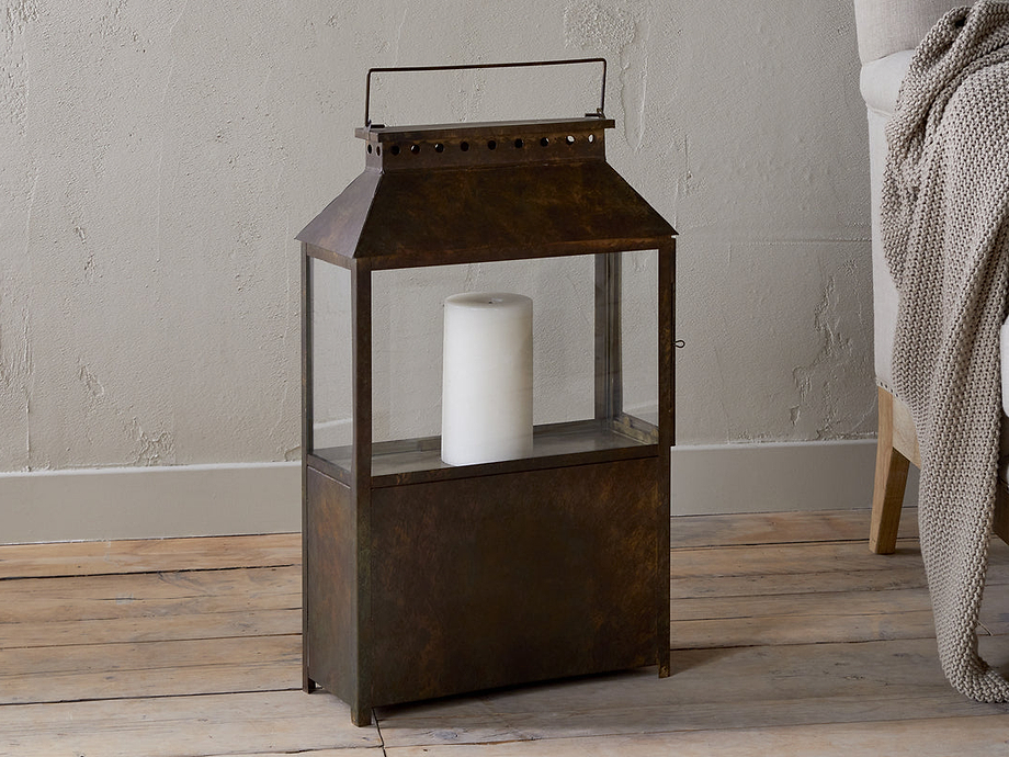 Akoko Wide Lantern - Brown Patina