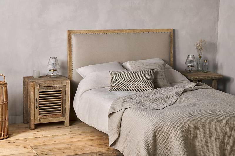 Anesha Upholstered Linen Headboard - Natural - Super King