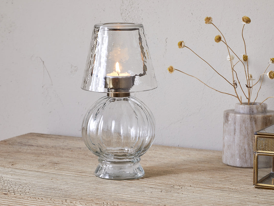 Adesola Glass Tealight Holder Lamp - Clear