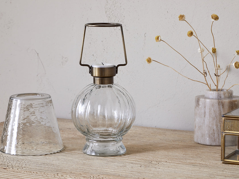 Adesola Glass Tealight Holder Lamp - Clear