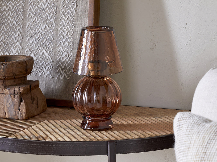 Adesola Glass Tealight Holder Lamp - Amber