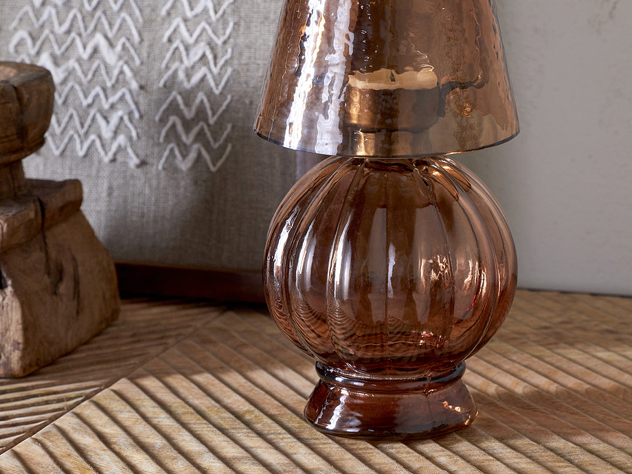Adesola Glass Tealight Holder Lamp - Amber