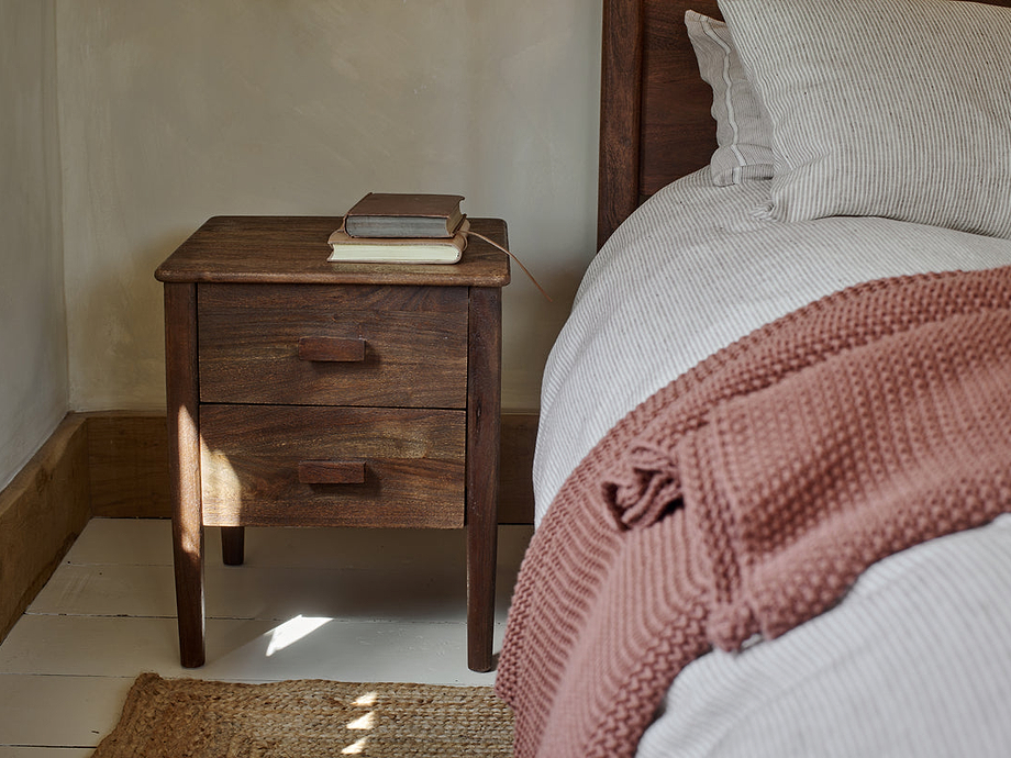 Anbu Acacia Bedside Table - Washed Walnut