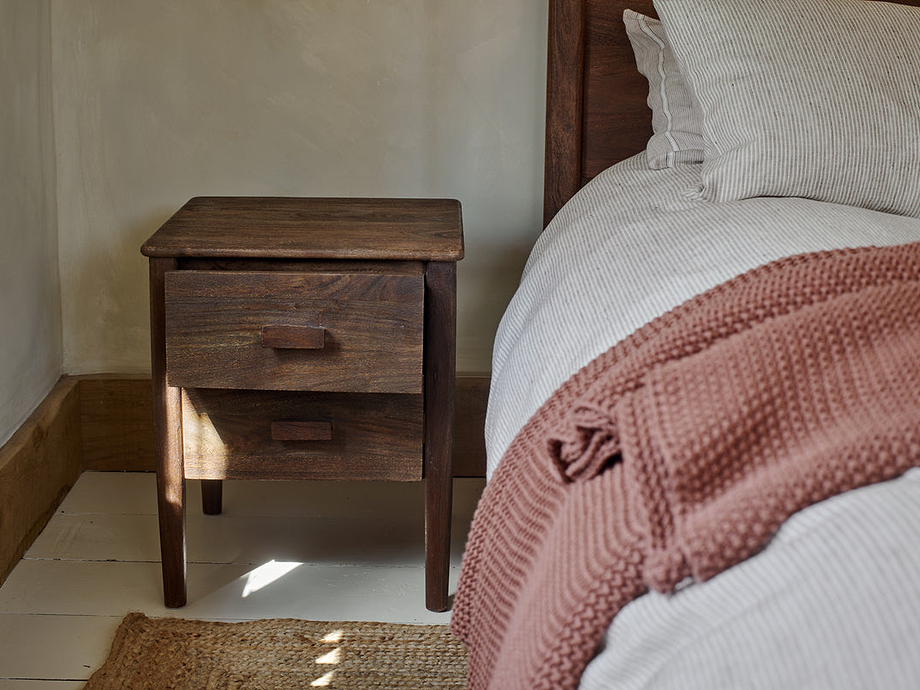 Anbu Acacia Bedside Table - Washed Walnut