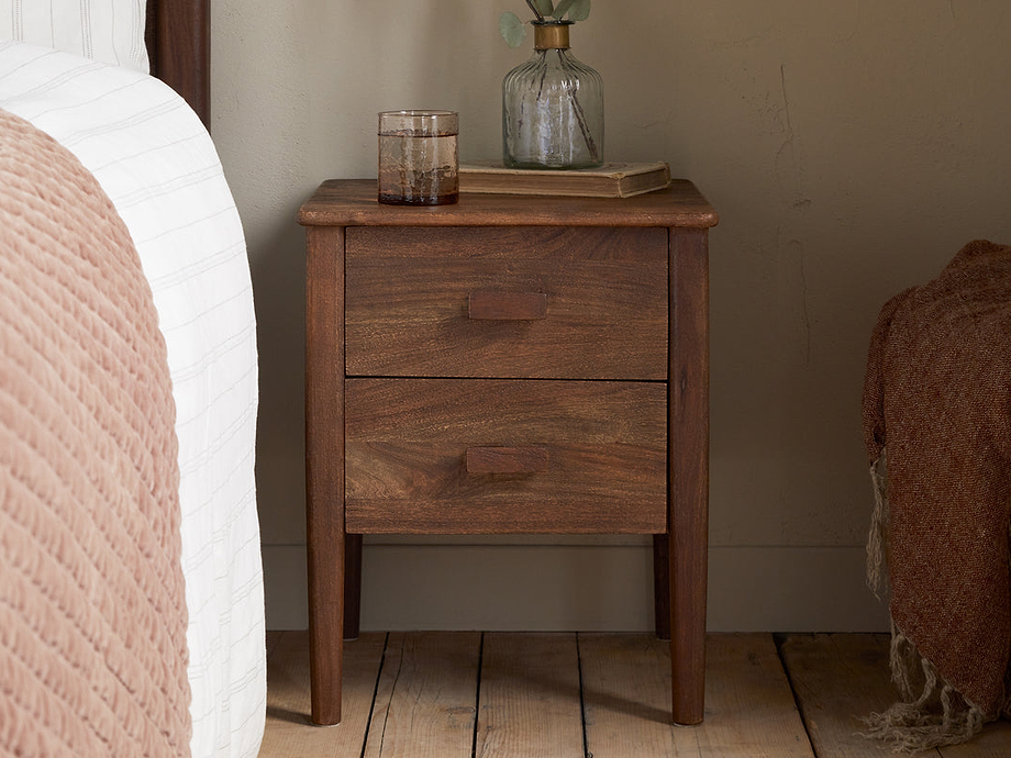 Anbu Acacia Bedside Table - Washed Walnut