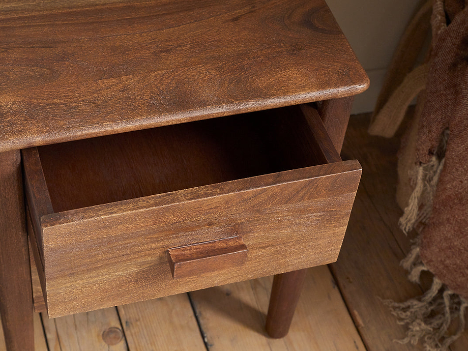 Anbu Acacia Bedside Table - Washed Walnut