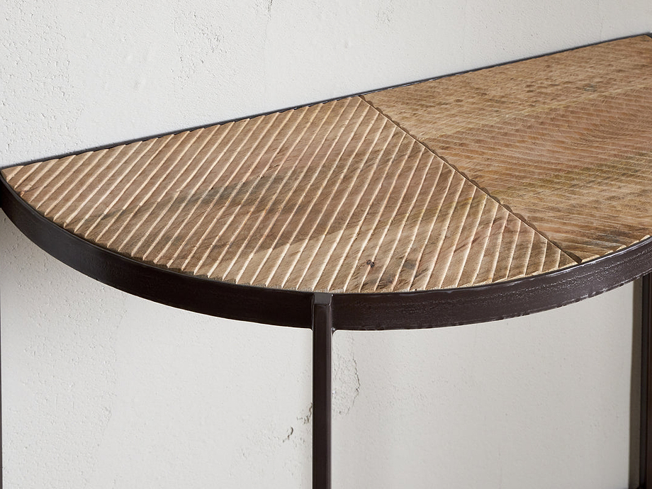 Aasha Mango Wood Half Moon Console Table - Natural