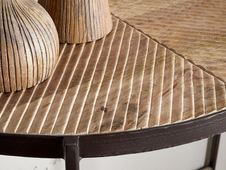 Aasha Mango Wood Half Moon Console Table - Natural