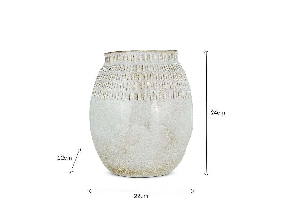 Anjuna Reactive Glaze Ceramic Vase - Off White