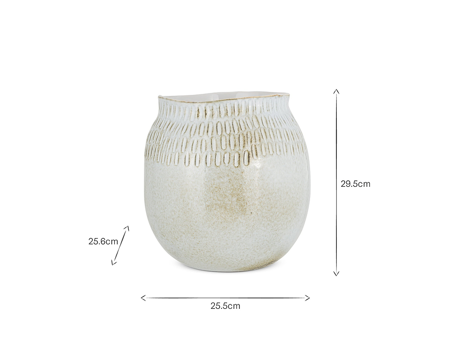 Anjuna Reactive Glaze Ceramic Vase - Off White