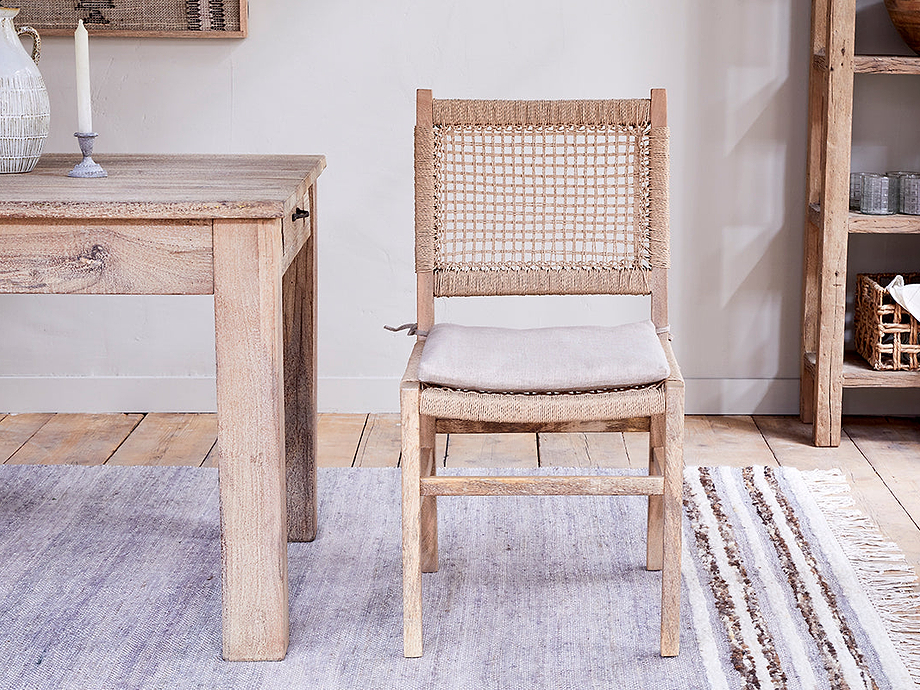 Aamani Mango Wood & Cord Dining Chair - Natural