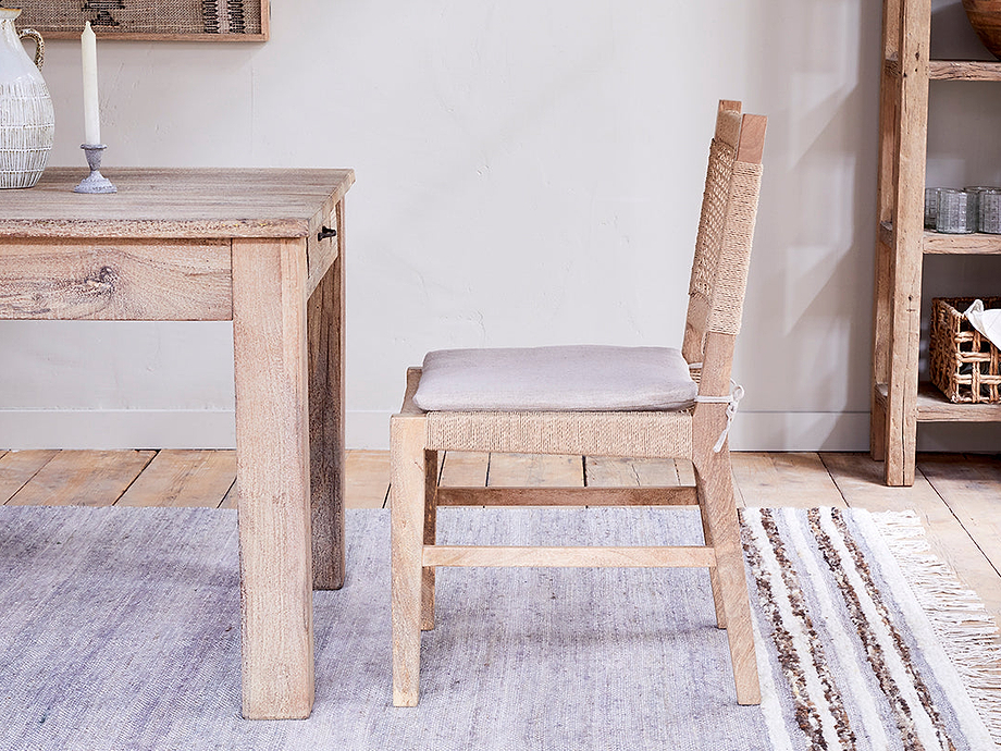 Aamani Mango Wood & Cord Dining Chair - Natural