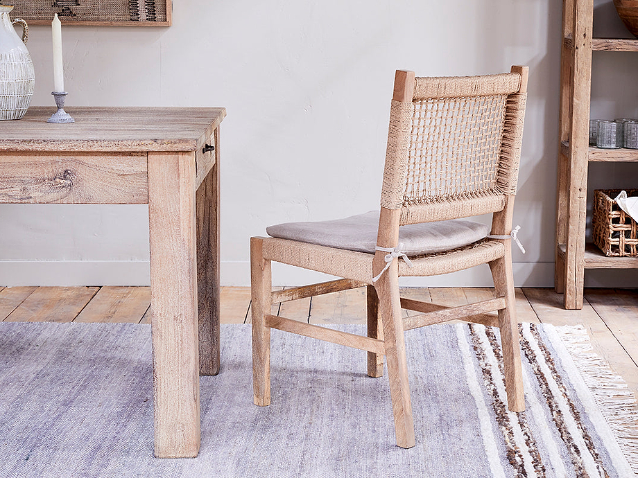 Aamani Mango Wood & Cord Dining Chair - Natural